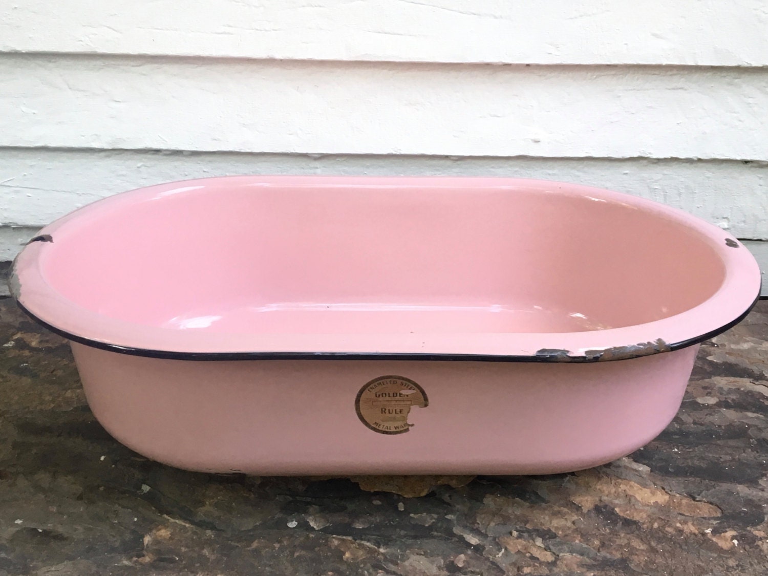 27 pink porcelain tub holds water pink enamelware