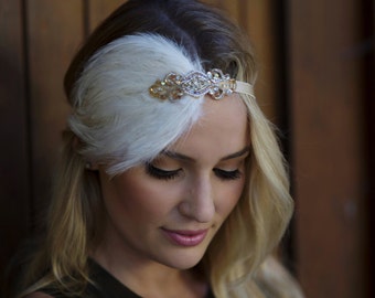 Champagne Gold 1920s headband Mariage, annees 20, flapper, champagne, Gatsby headpiece, daisy Buchanan costume, headband, headpiece