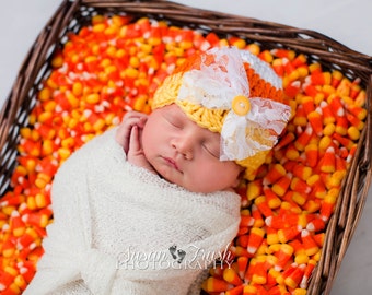 Girl Candy Corn Hat - Baby Candy Corn Hat - Newborn Candy Corn Hat - Crochet Candy Corn Hat - Child Candy Corn Hat - Halloween Photo Prop