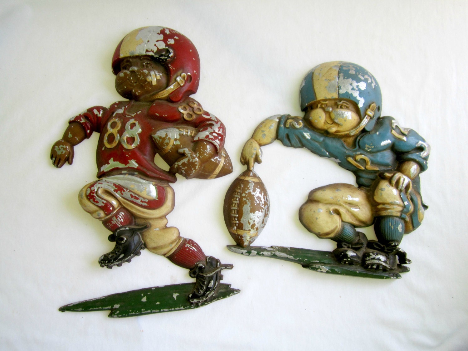 Homco Chippy Metal Football Wall Art Boys Room Child Sports