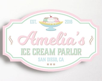 Ice Cream Party Backdrop PRINT YOURSELF Sign Ice Cream Parlor Shoppe Banana Split Sign Pink Mint Ice Cream Social Girls Birthday 20x32 Inch