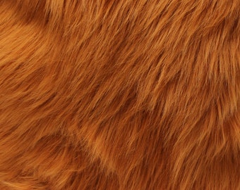 Faux Fur Long Pile Shaggy RUST / 60" Wide / Sold by the yard