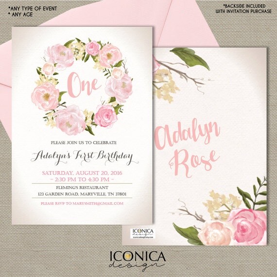 Floral First Birthday Invitations 4