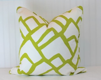 One or Both Sides - ONE Schumacher Zimba Chartreuse Pillow Cover with Self Cording