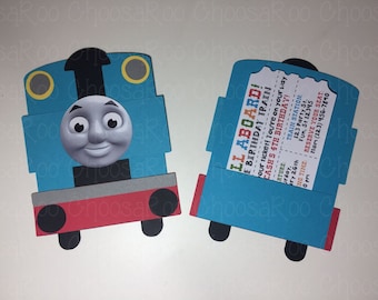 Train Shaped Invitations with Ticket - Thomas Inspired - Personalized - Handmade! *Made to Order*