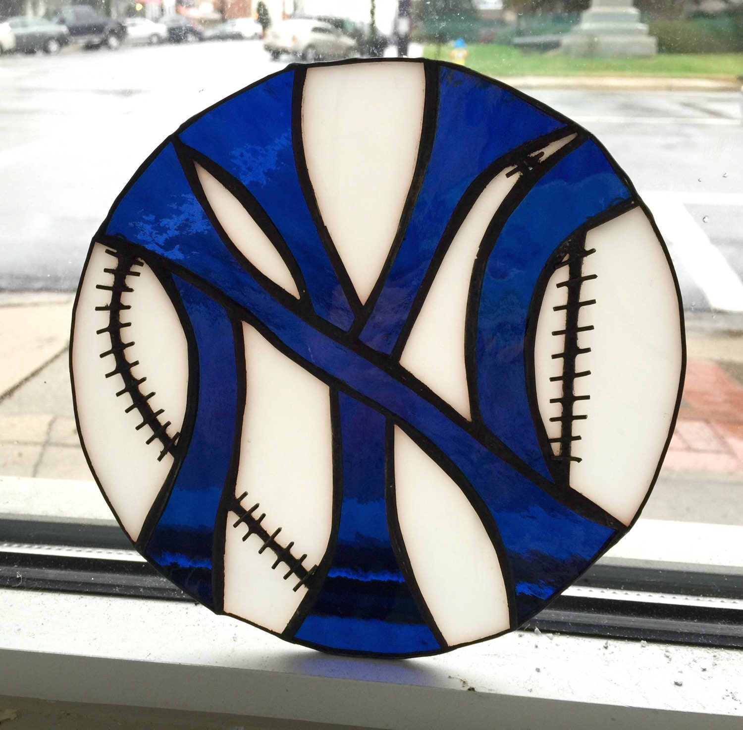 New York Yankees Baseball Logo Stained Glass Suncatcher