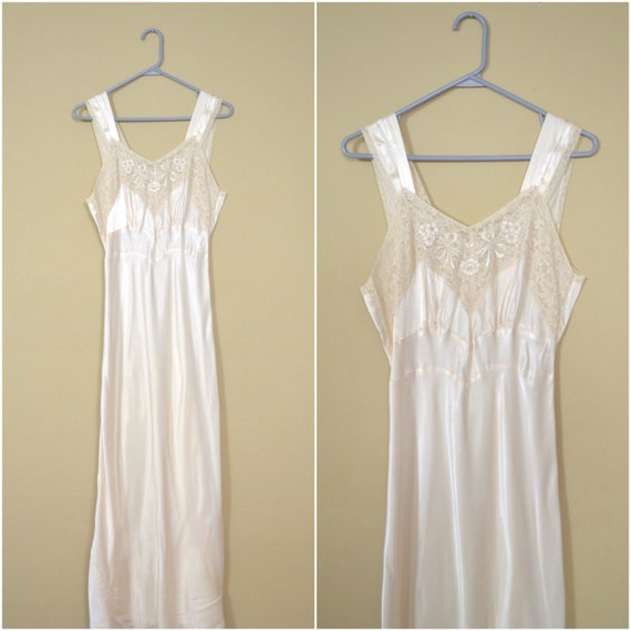 1940s shimmering empire silk slip // vintage cream sexy