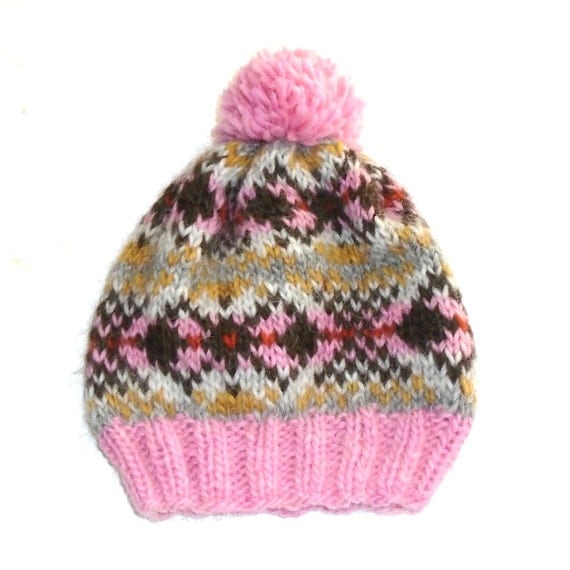 PDF Knitting Pattern - Fair Isle - Icelandic Wool Hat Pattern - Bobble Hat - ...