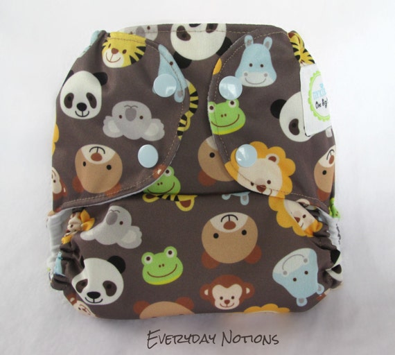 Animal Faces One Size Pocket Cloth Diaper by EverydayNotions4You