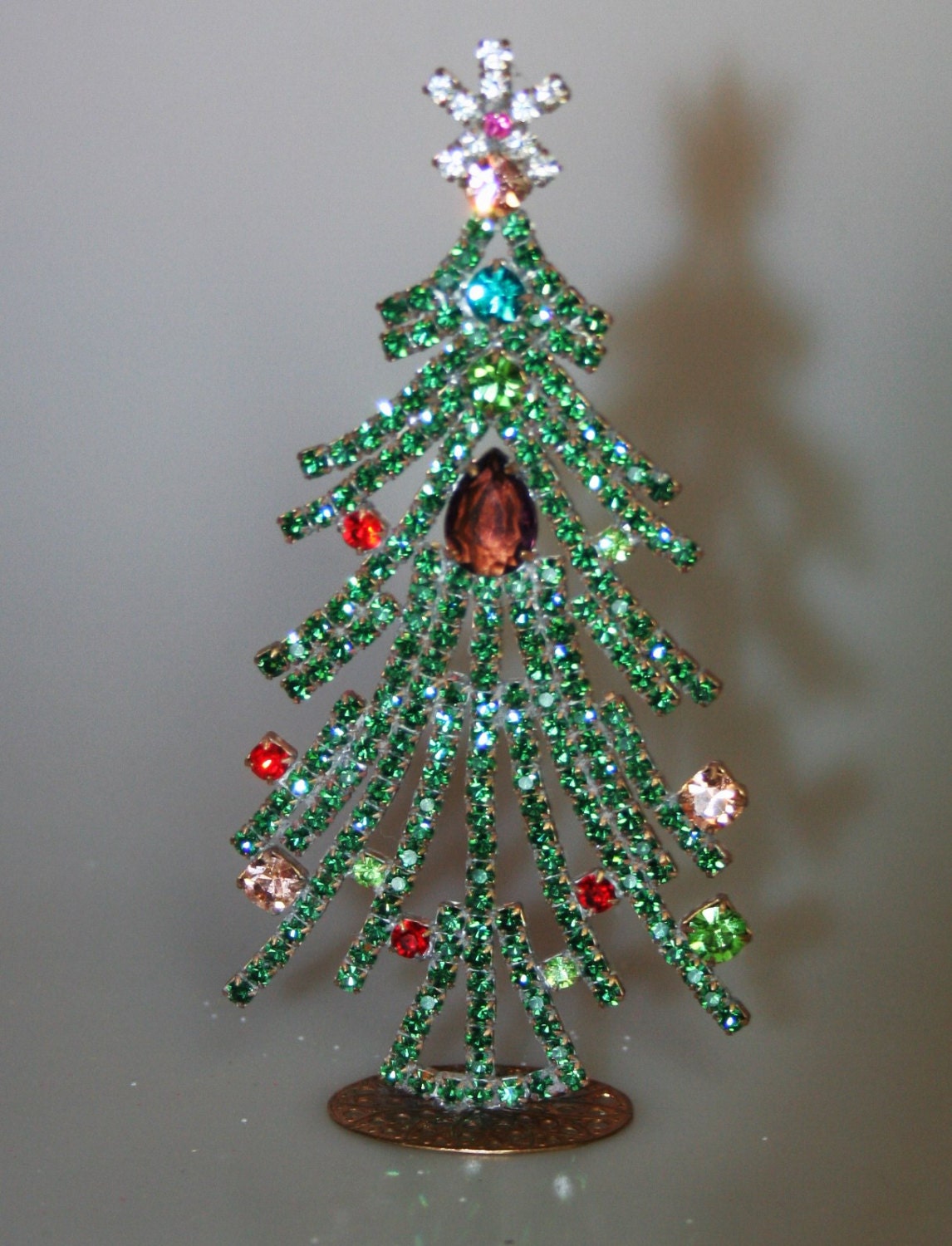 Green Rhinestone Christmas Tree Free Standing