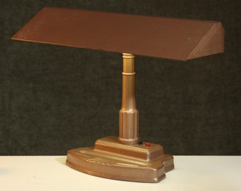 Handsome ART DECO Metal Banker's Desk LAMP Mid Century Lighting