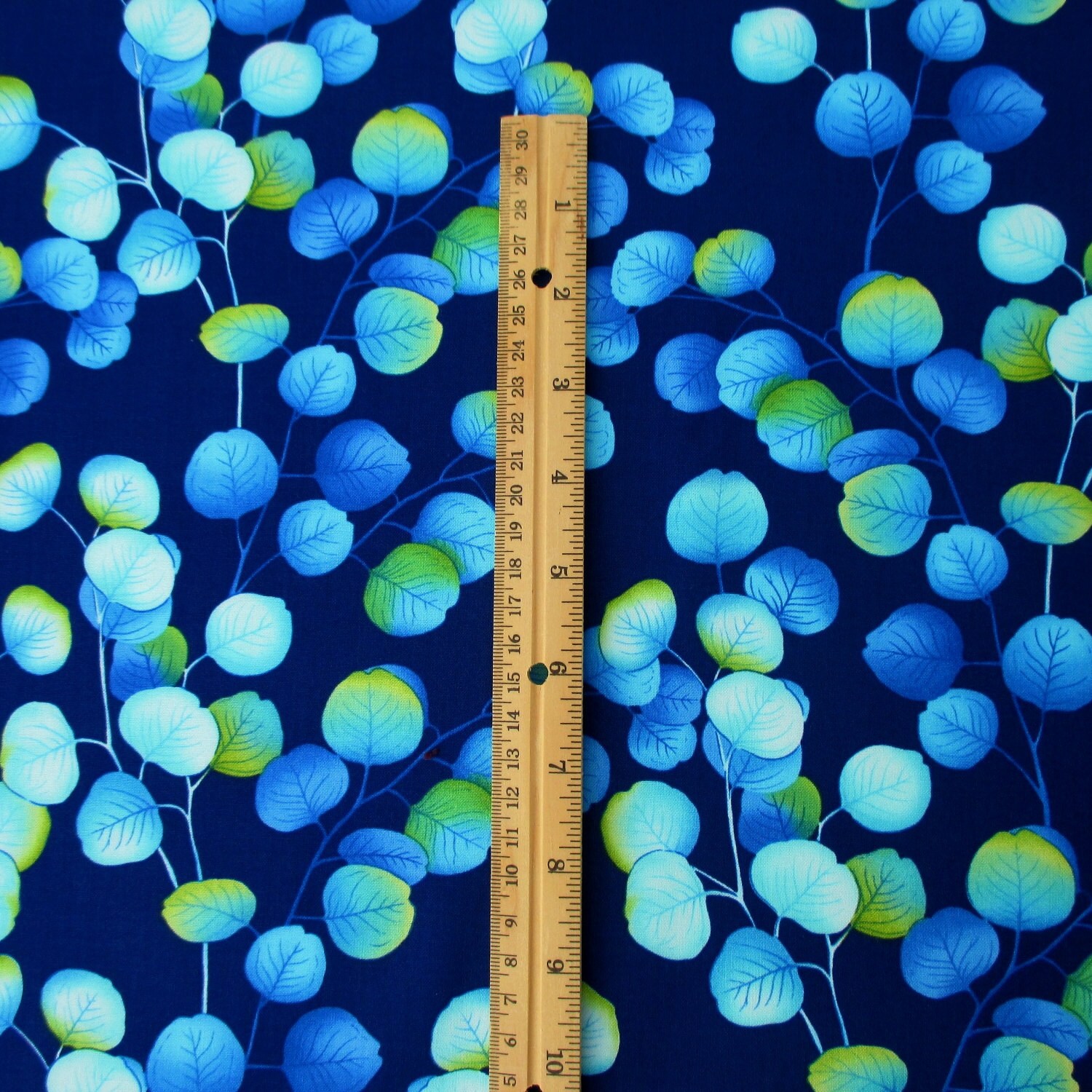 Fabric, By the Sea, Royal Blue Sea Leaves, Studio E, Elizabeth Isles