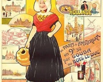 Vintage French Netherlands Holland Tourism Poster A3 Print