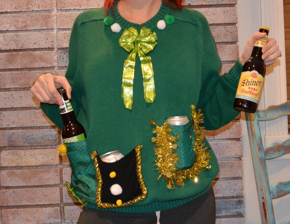 Beer Holder sweater St. Patricks day Ugly Christmas Sweater