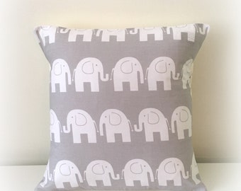Funky Light Grey Elephant Cushion Cover Pillow Nursery 12" or 16"