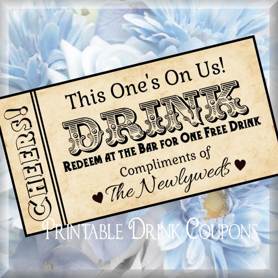 printable grunge drink tickets diy wedding printable instant