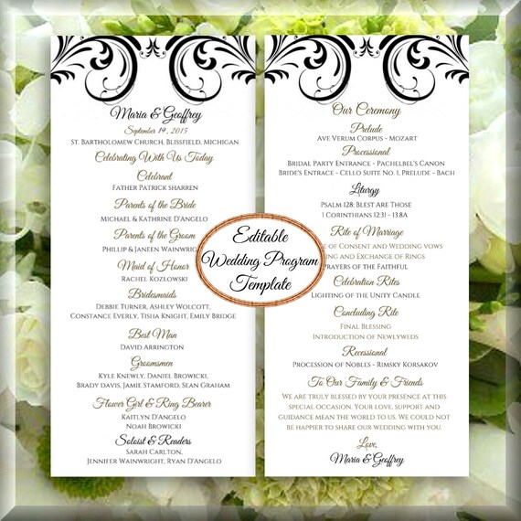 Do It Yourself Wedding Programs Templates Free Black Swirl Printable Wedding Program Editable Template Diy Do It Yourself Wedding Programs Templates Free Black Swirl Printable Wedding Program Editable Template Diy
