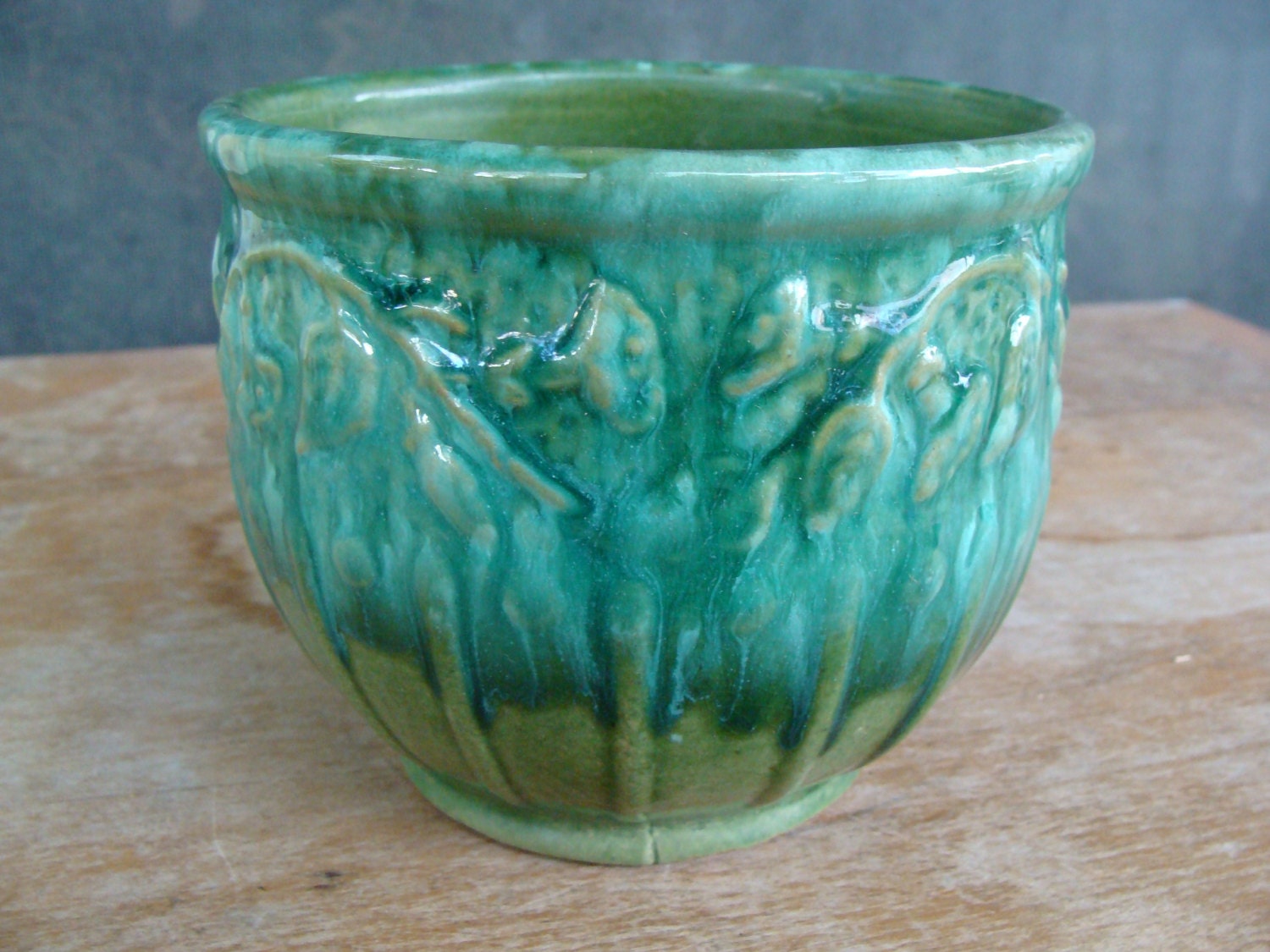  Antique  Flower  Pot  Blended Glaze Majolica Jardiniere Flower 