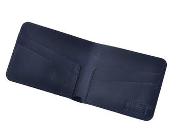 Night blue leather wallet - Leather wallets - Minimalist wallets