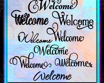 Welcome SVG Home Fall Door Flag Flower Garden Hanger Rug Mat Mom Sign Military Window Monogram Love Porch Flourish Mandala 2017 Life Decal.