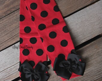 Ladybug Leg Warmers - Ladybug Bottoms - Red and Black , Polkadot - Leg Warmers - Lady Bug Leg Warmers
