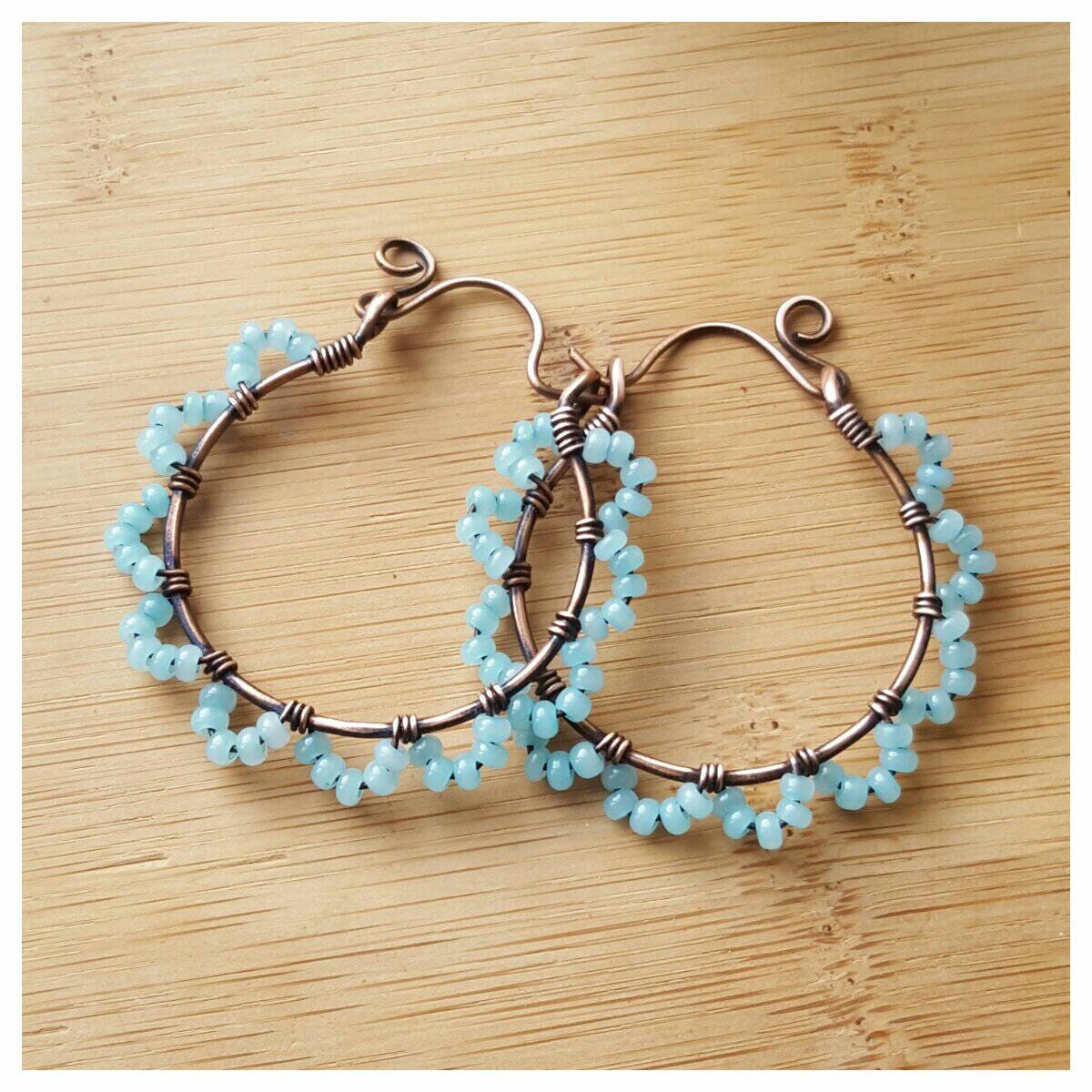 wire wrap hoops copper wire hoops medium hoops blue