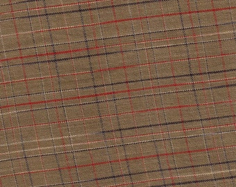 Mocha Brown Plaid Print Cotton Fabric / 34 inches