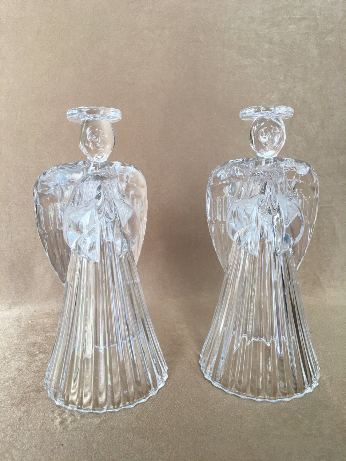Crystal Angel candle holders Lead crystal angels Glass Angel