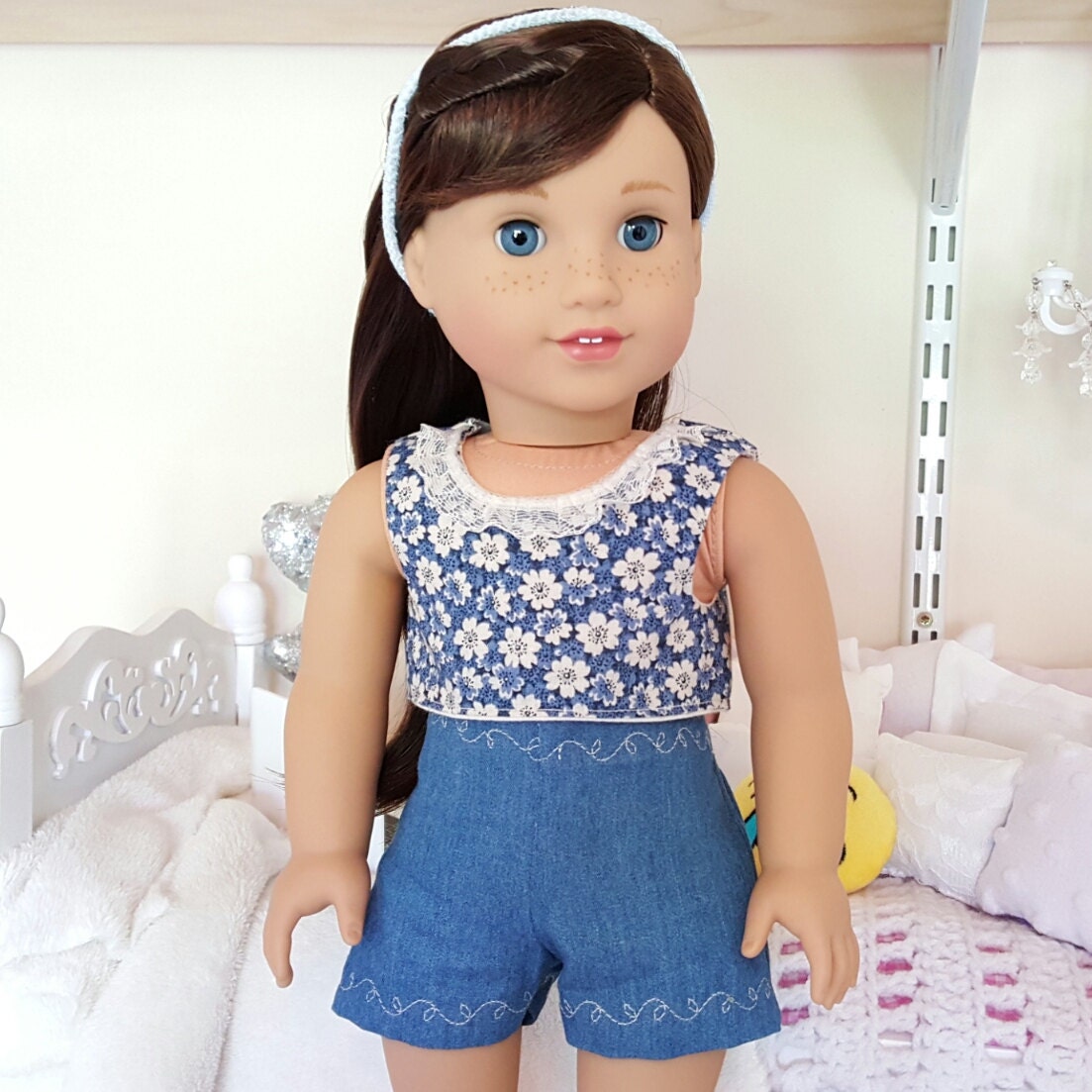 american girl doll crop top and shorts