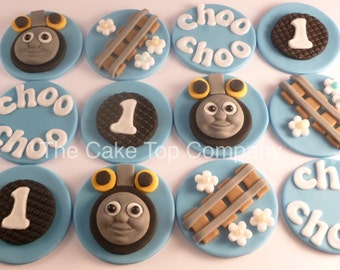 Edible Fondant Thomas The Tank Engine Cupcake Toppers 3 of each design -Thomas Train, Tracks, Choo Choo and age