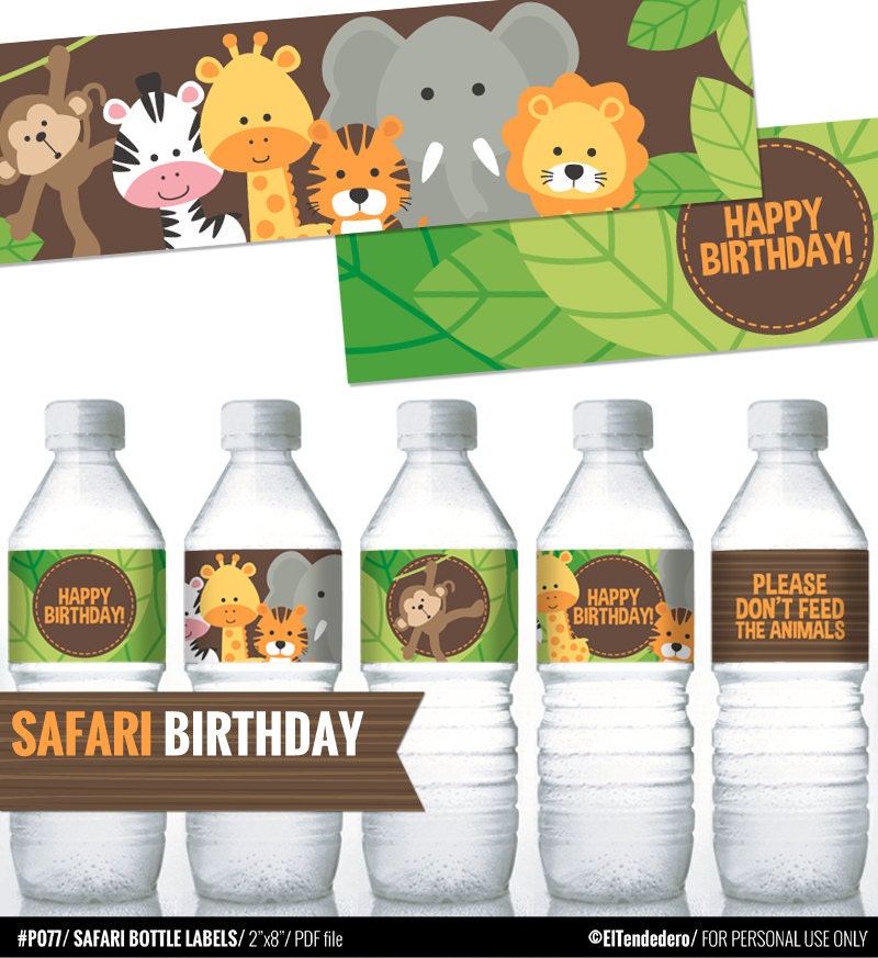 Safari printable water bottle labels for safari by eltendedero