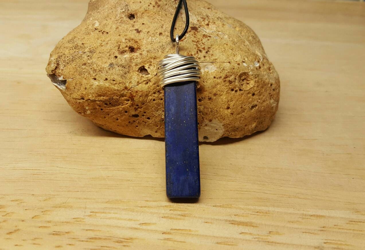 Men's necklace. Lapis pendant. Lapis Lazuli necklace.