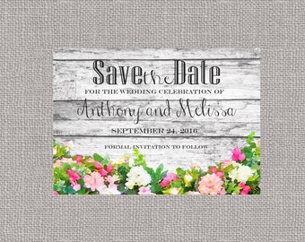 Save the Date Rustic Flowers Announcement