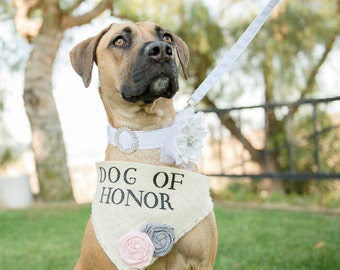 Custom Flower Color Engagement Photos Save the Date Cards Dog Bandana Dog of Honor Wedding Dog Collar Girl Flowers Fabric Roses Wedding Acc