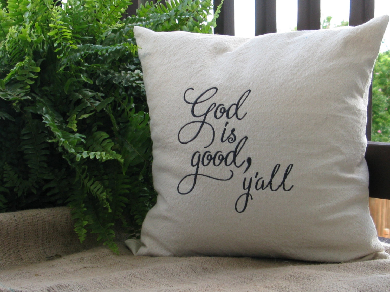 Throw pillow with Inspirational message God is good