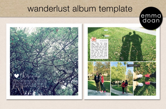 Wanderlust Album Template 12x12 Quot Travel Album 12x12 Quot Photobook Template Digital Scrapbook Travel Album Template