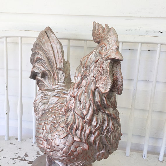 Large Rooster Chicken Statue Kitchen French Decor Hand