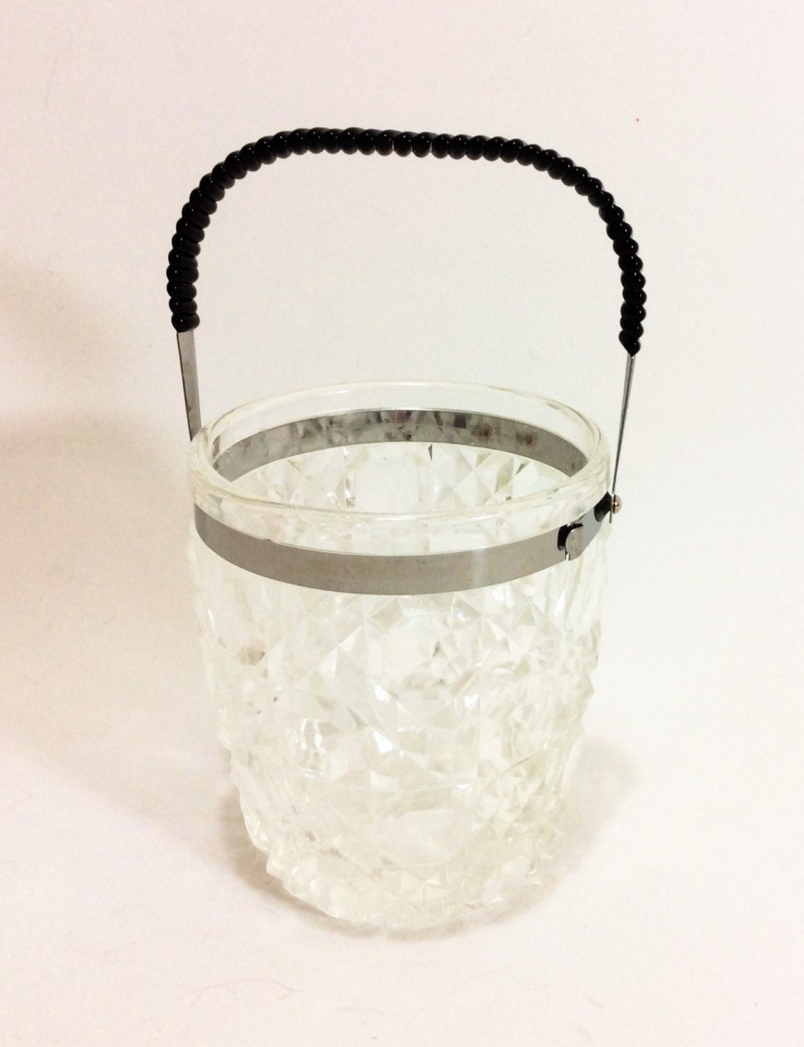 mid century modern ice bucket crystal glass Swedish pressed