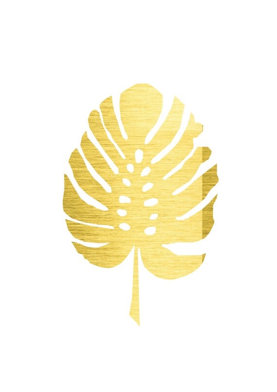 Monstera leaf print gold leaf poster Monstera by ...