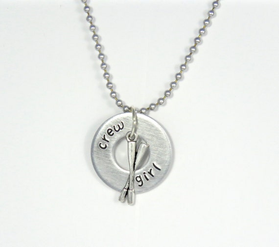 rowing necklace crew girl washer necklace with crossed oars