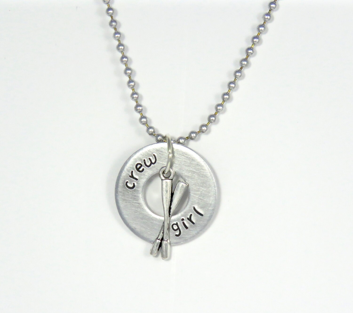 rowing necklace crew girl washer necklace with crossed oars