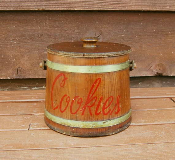 Cookie Firkin Wood Cookie Bucket Vintage Storage Firkin