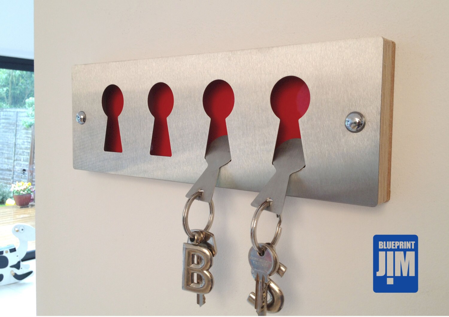 Brushed Stainless Steel key rack & key fobs