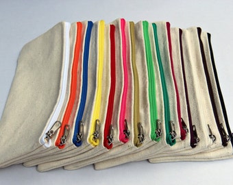 Pencil pouch, Zipper pouch, Cosmetic Pouch, 100% natural cotton, Heavey duty canvas fabric, Eco friendly fabric