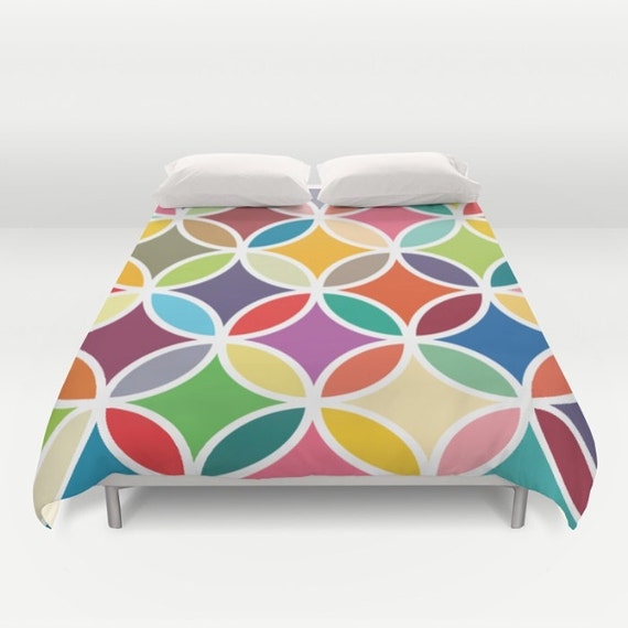 Items similar to Geometric duvet cover, colourful duvet cover, duvet