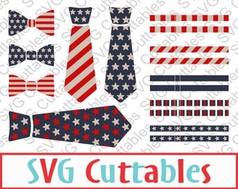 Fourth of July Tie SVG, Bow Tie, Suspenders, EPS, DXF, July 4th Vector, Digital Download