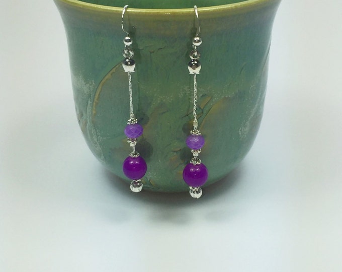 Purple earrings - dangle purple earrings - long purple earrings - lilac earrings - purple jewelry
