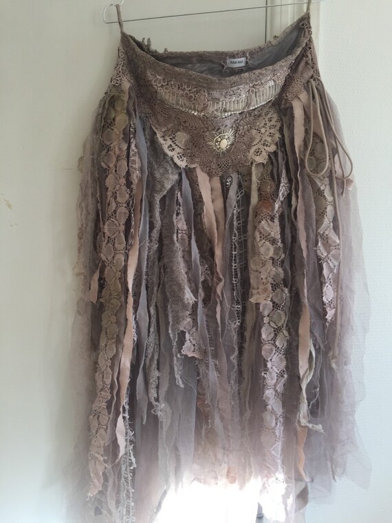 Items similar to RESERVED FOR NORMA !!!Tattered boho skirt , hippie ...