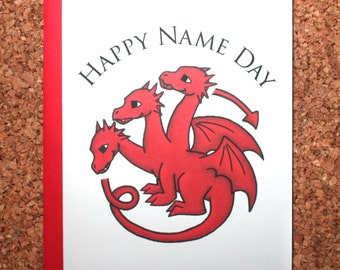 Game of Thrones Birthday Card / Name Day Card / Targaryen birthday card, Dragon, Daenerys
