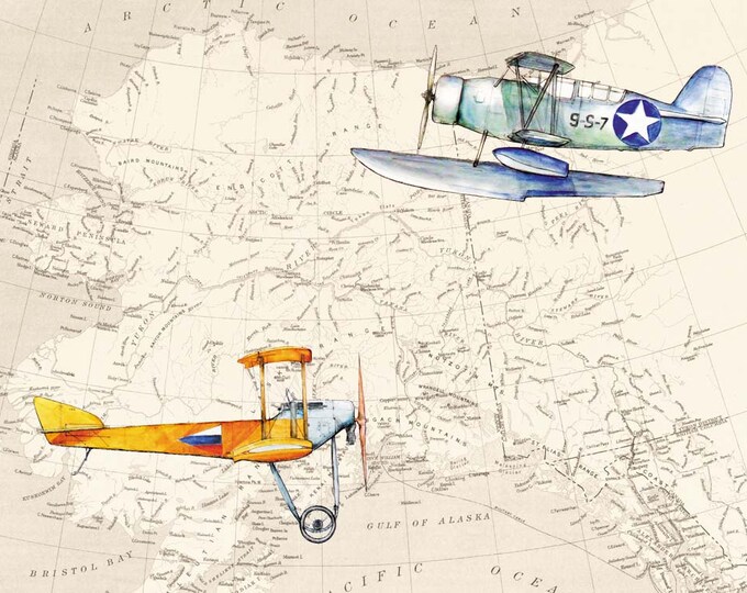 Airplane Map decor Set airplane prints Aircraft Watercolor Old map poster Boy's art Airplane painting Aviation art Baby boy nursery wall art